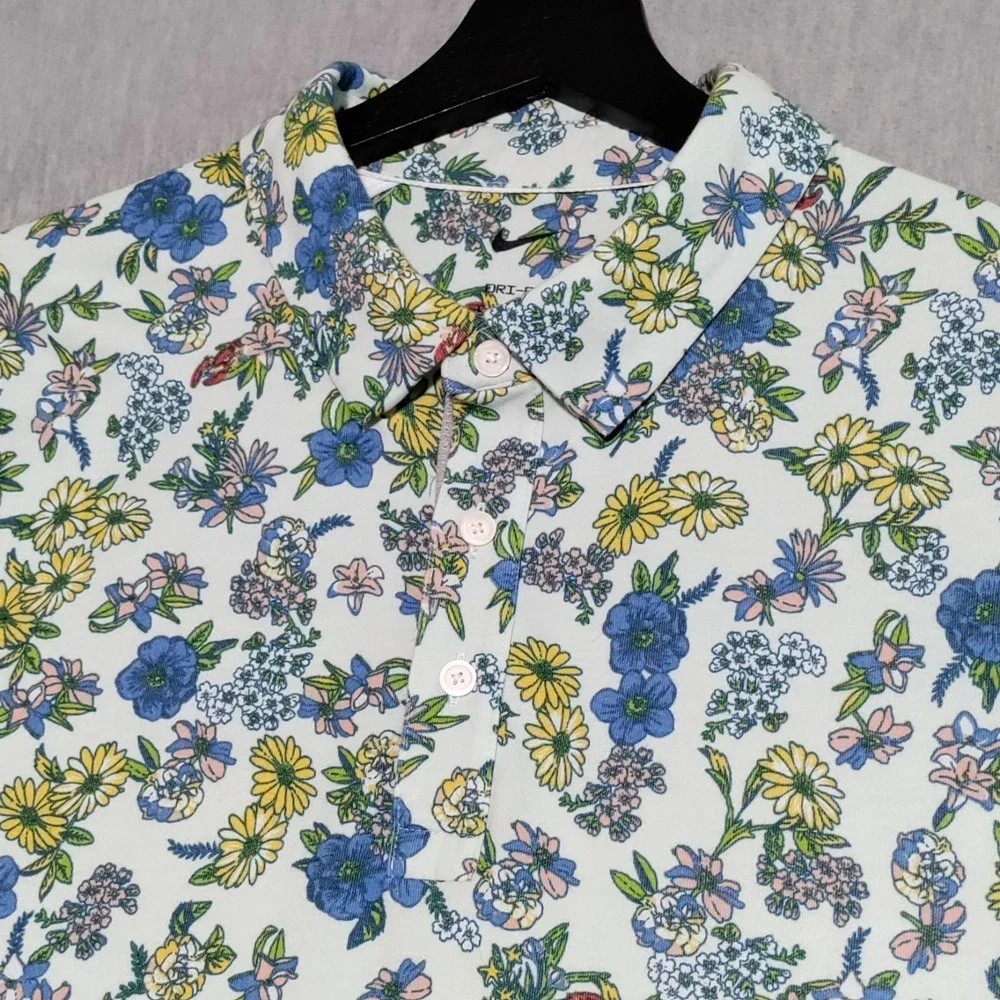 Nike Tour Dri-FIT Player Floral Golf Polo Shirt Mens LARGE Colorful DH0940‎ 394